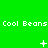 Green background with repeated white text "Cool Beans" and changing white symbols across three of observations