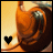 A 48x48 pixel animated buddy icon showing a close-up of brown hair with a silver hair clip, featuring two frames where the heart symbol changes from black to orange.