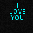 Cyan pixelated text on black background reads "I LOVE YOU" with "NIKKI" in top-right; later frame adds "NIKKI" below the phrase.
