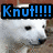 Pixelated white bear head with black eyes and nose, blue text "Knut!!!!!" on top left, brown background.