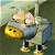 A pixelated cartoon character with a yellow nose and pink ears stands on the left side of a split-screen image, while green text reading "Original Icons .com" appears on the right against a dark green background.