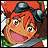 Pixelated anime-style character face with red hair and dark headgear on left, alongside pixelated text 'Anime IM' and 'COM' on black background.