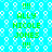 Static pixel art icon with cyan background and white circular patterns, featuring green text reading 'ALLY NICOLE JONES' and '!!!' in multiple repeated sections.