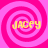 Four identical pink spiral patterns with yellow text 'JACEY' centered on each, arranged in a on a solid pink background