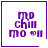 Four purple-bordered square display pixelated text 'mp chill mo' with a heart symbol, each showing distinct animation changes to the bottom-right corner