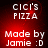 Red background with white text reading "CICI'S PIZZA" and "Made by Jamie :D" in two , displayed across four
