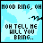 Animated sequence of pixelated text on light blue background with cloud shapes, displaying lyrics in a