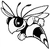 Black-and-white pixelated icon of a stylized insect with large eyes, segmented antennae, and wing-like appendages, rendered in a low-resolution, retro digital style.
