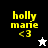 Yellow text 'holly mane <3' on black, white, and gray backgrounds with a star icon changing from white to black.