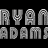 Pixelated of repeating 'RYAN ADAMS' text in gray block letters on black and white background with a single color portrait of a person at bottom-right