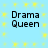 Light blue background with yellow starburst patterns and black text reading "Drama Queen" in two