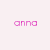 A pixelated animation of the word 'anna' in pink and gray, with alternating frames showing different letter arrangements on a white background.