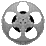 Three grayscale film reels in a with one empty space, each showing distinct rotation states