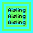 Four identical pixelated green squares with blue borders, each containing three of black text reading 'Aisling' on a light green background