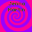 Four identical display a pink and purple spiral background with green text reading "Jenna Martin" in pixelated font