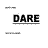 Static pixel art displays the word DARE in bold black letters with a gray underline, flanked by two horizontal gray bars on white background.