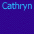 Blue background with six instances of the name 'Cathryn' in light blue text arranged across two