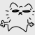 Pixelated black-and-white icon shows a stylized figure with large rounded eyes, a small mouth, and a wavy body shape on a plain background.