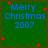 Green background with blue text reading 'Merry Christmas 2007' and red star-like shapes scattered across the image.