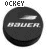 A contact sheet of 10 animated frames showing a hockey puck with the Bauer logo, each frame displaying different text above the puck.