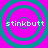 Four identical cyan concentric circles on a bright magenta background with the text 'stinkbutt' in cyan pixelated font overlaid on each circle.