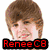 Six pixelated images of a person with brown hair arranged in a , each with overlaid text in distinct colors and styles