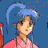 A 4-frame contact sheet of an animated anime-style icon featuring a blue-haired character in traditional red attire with repeated "BINGO" text elements across frames.