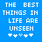 Blue background with white pixelated text reading THE BEST THINGS IN LIFE ARE UNSEEN and five white plus signs below, one of which is light blue.