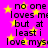 A static image with a bright pink background filled with yellow stars and repeated black text reading "no one loves me but at least i love myself".