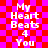 Red and pink checkered background with white pixelated text reading "My Heart Beats 4 You" repeated twice in a vertical layout.