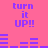 Pixelated text and audio visualizations on a pink background with purple elements.