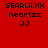 Red background with black pixelated text 'SEARLiI.XX', 'heartzz', and 'JJ' arranged in three , some frames showing white rectangular overlays on the middle