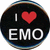 Circular icon with black background and red heart symbol above white text reading "EMO".