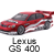 A static contact sheet showing two identical frames of a red Lexus GS 400 car icon with white and gray racing stripes, displayed on a transparent background with Coolbuddy.com text above the top frame.