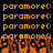 Pixelated orange text 'paramore:' repeated in four on black background, with animated flame-like pixel patterns at the bottom