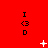 Red background with repeated 'I <3 D' text and white pixelated symbols changing across frames.