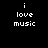 Four pixelated display 'i love music' text in white on black, teal, cyan, and dark teal backgrounds