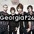 A split-screen image with two groups of people, text overlays reading "GeorgiaF26" and "Love's," and a black section with white text "all time low" and green lightning bolts.