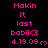Pixelated pink text on black background with repeated phrases and a small heart symbol, arranged in a -like pattern
