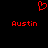 Red pixelated heart symbol above two identical red text labels on a black background.