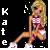 Pixelated static buddy icon featuring a blonde woman in a bikini with vertical text on the left, set against a black background with white sparkles.