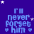 Blue background with repeated text "I'll never forget him" in light blue, surrounded by white and purple stars.
