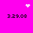 Pixelated icon with bright pink background showing four instances of '3.29.03' text and three white pixel clusters: one heart, one starburst, and one scattered dot pattern.