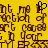 Yellow background with brown pixelated text repeating 'art', 'can', 'your', and 'in' in a pattern, featuring one black heart symbol among the letters