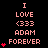 Pixelated text and heart symbols on a black background with red accents, arranged in repeating vertical