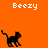 Pixelated black cat icon with orange background and white text 'Beezy' in four positions across a