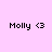 Four pixelated display 'Molly <3' text on pastel backgrounds with no visible animation changes
