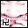 Animated sequence of a person's face with changing text symbols over pink and white background, each frame showing distinct character.