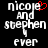 Pixelated text displays 'nicole and stephen ever' with a red heart symbol replacing the letter 'o' in 'nicole', visible on black background.