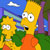 Pixelated cartoon character with yellow skin, large white eyes with black pupils, and orange shirt against blue sky background.